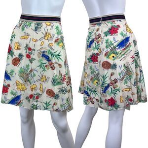 J Crew Women Size 2 Cream Novelty Hawaiian Pleated Mini A Line Skirt Resortwear